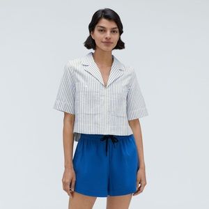 Everlane The Oxford Popover in Deep Blue and Canvas